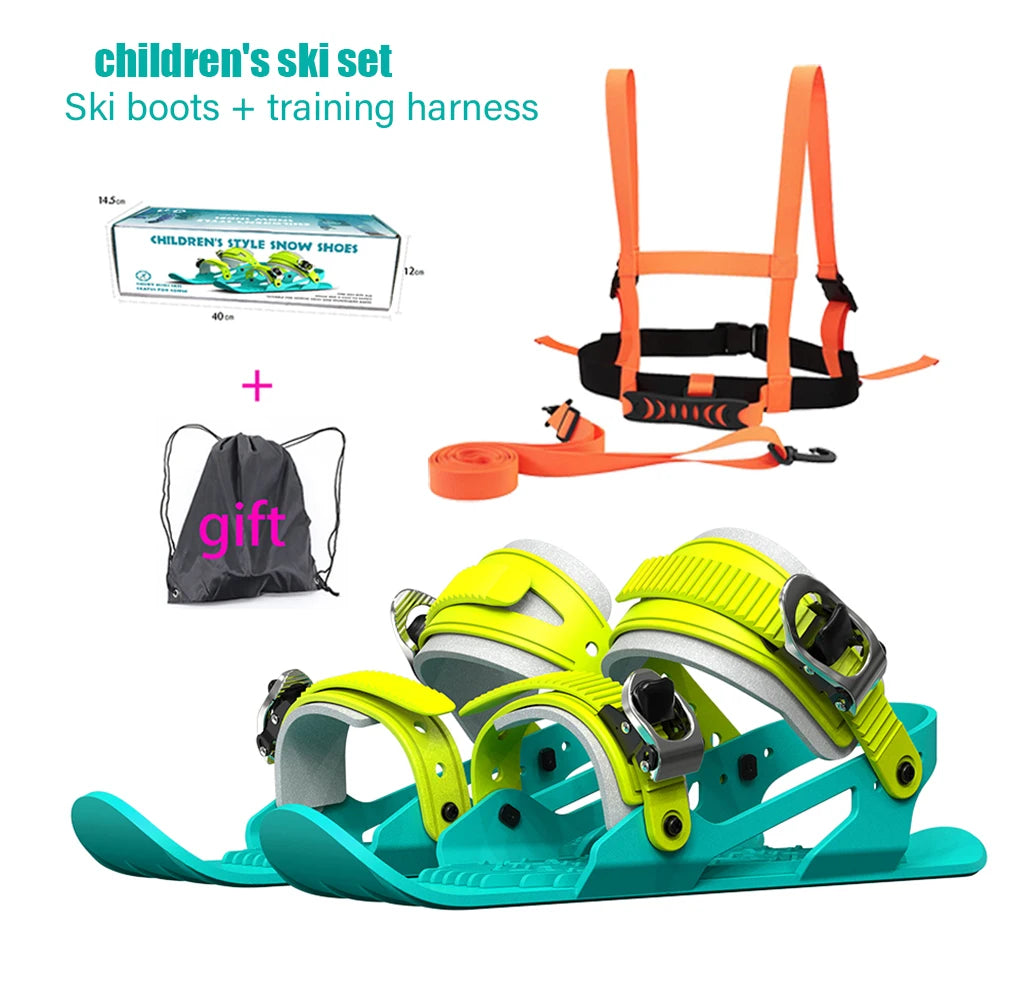 Children's Mini Short Ski Skates Snowboard Adjuatable Adults Short Snow Skateboard Boots Skiboards Portable for Winter Outdoor
