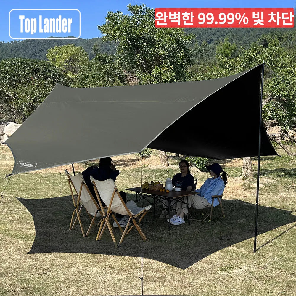 5.1x5.1m Large Black Coating Tarp Waterproof Octagon Coated Camping Tarp Outdoor Awning Tarpaulin Shade Tent Shelter Sunshade