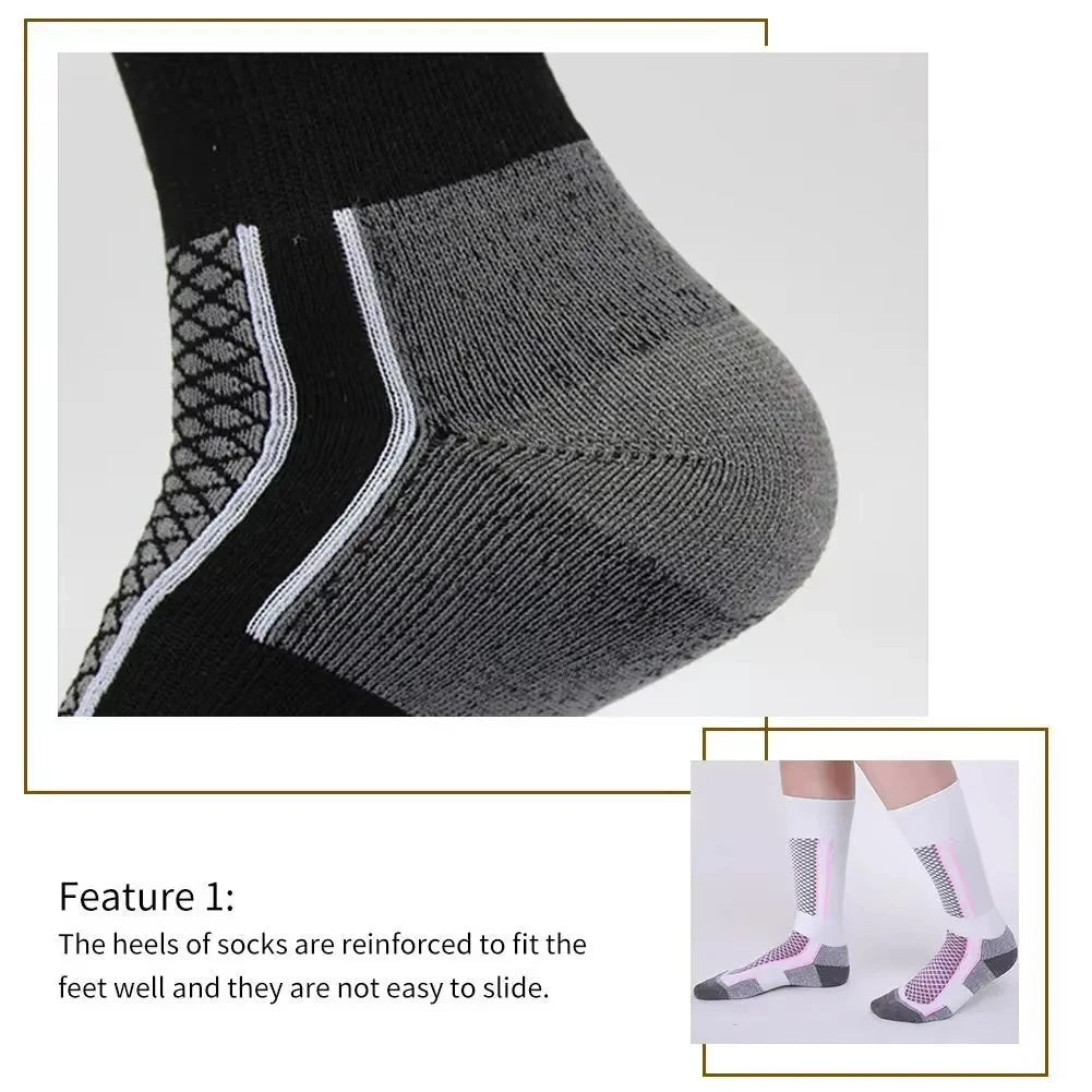 DIZETION 1 Pair Winter Warm Thickening Ski Stockings Hiking Socks For Women Men Children Anti-Cold Outdoor High Sports Stockings