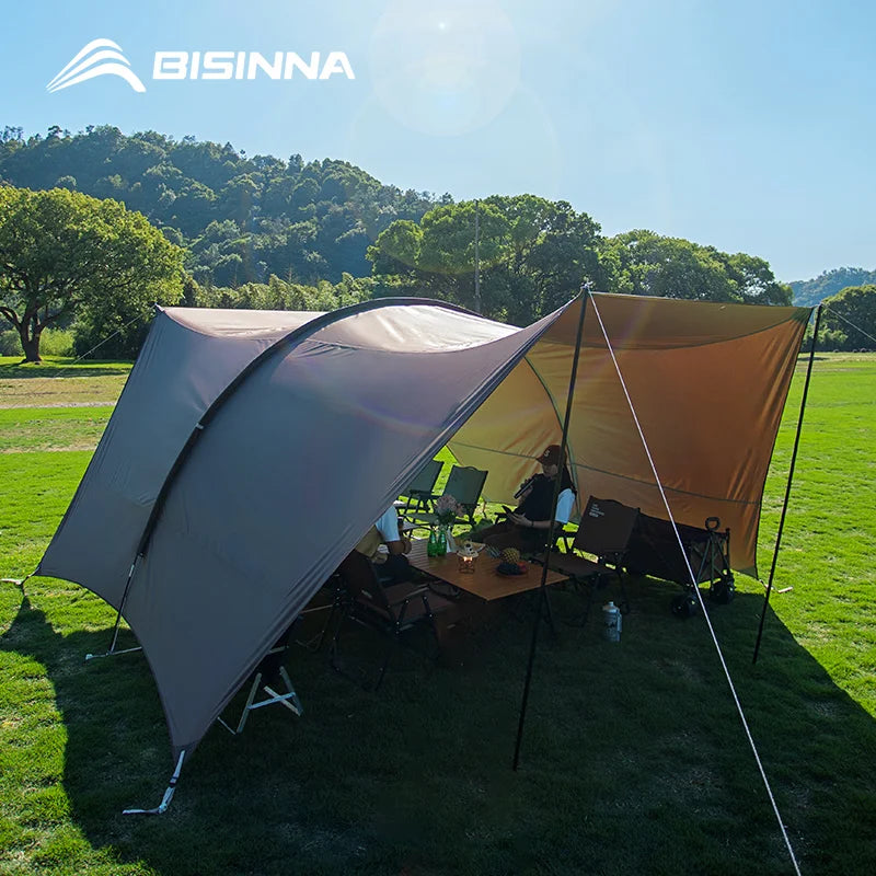 BISINNA Outdoor Camping Folding Portable Tunnel Large Canopy Coated with Silver Sunblock Shade Car Tent for Travel Picnic Beach