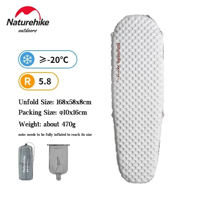 Naturehike Camping Mat 3.2/5.8/8.8 High R Value Ultralight Warm Inflatable Mattress Outdoor Portable Folding Inflatable Mats