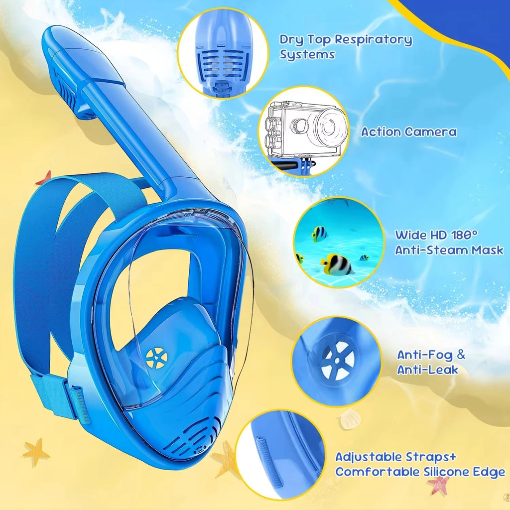 Underwater Scuba Anti Fog Full Face Diving Mask Snorkeling Respiratory Masks Safe Waterproof Swimming Equipment for Adult Kids