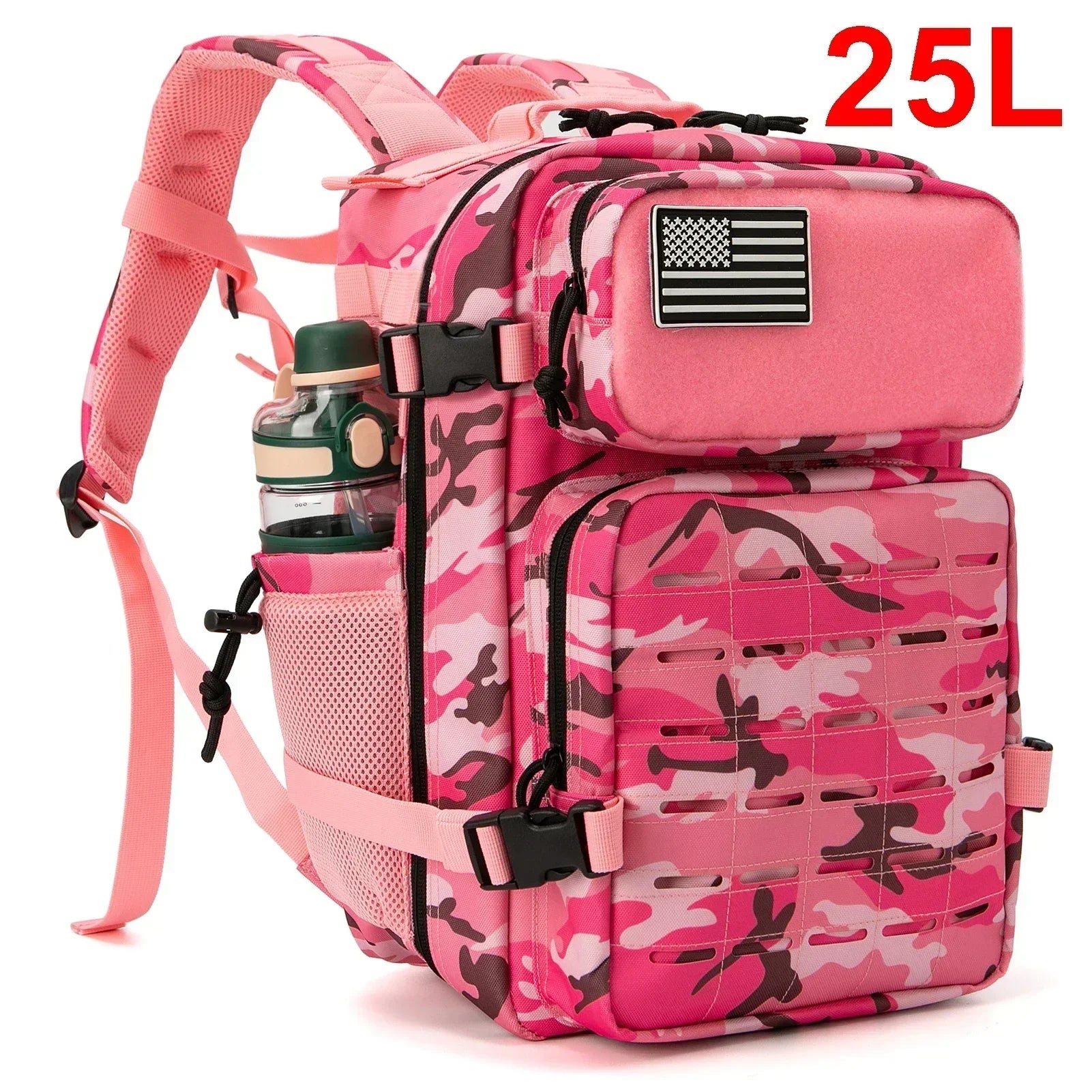 25L/ 45L Tactical Backpack Heavy Duty Camping Hiking Travel Commute School Rucksack With Bottle Holder
