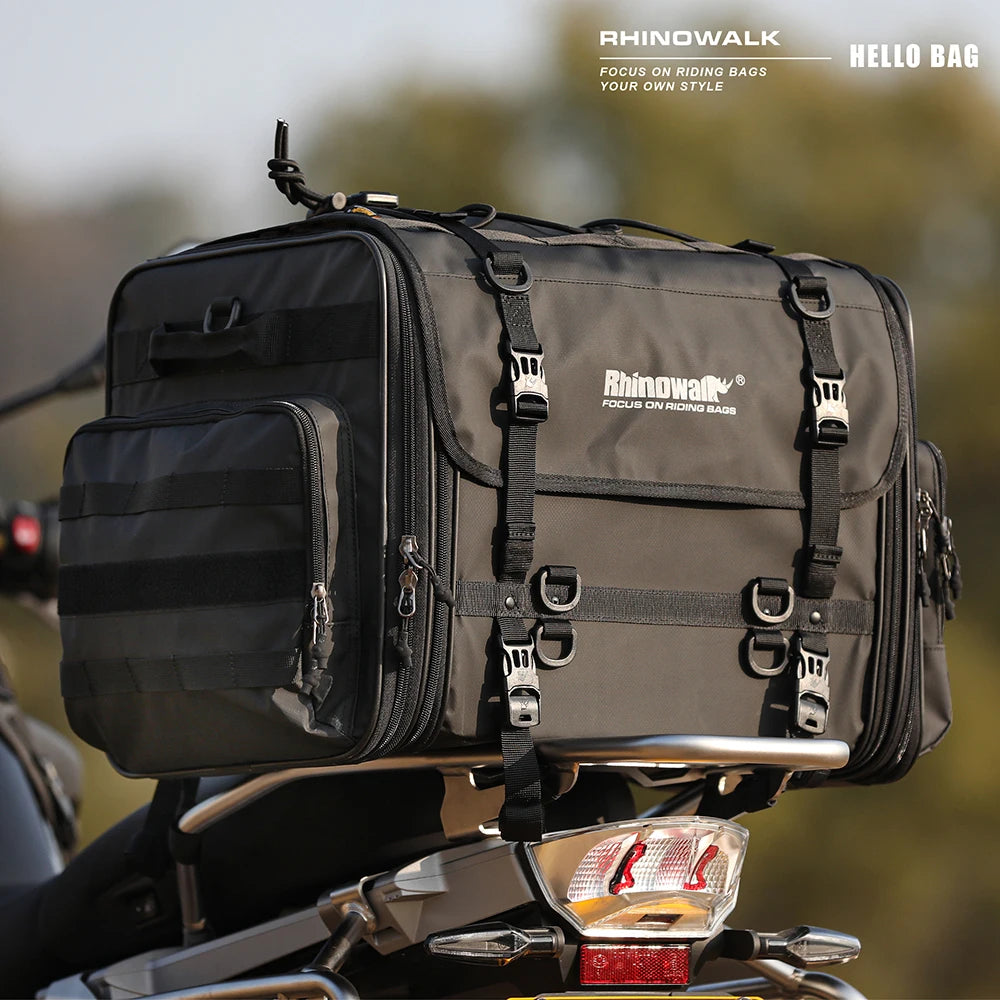 Rhinowalk Motorcycle Travel Luggage Bag Waterproof 19L-80L Expandable Big Capacity Motor Tail/Trunk/Rack Bag For Most Motorcycle