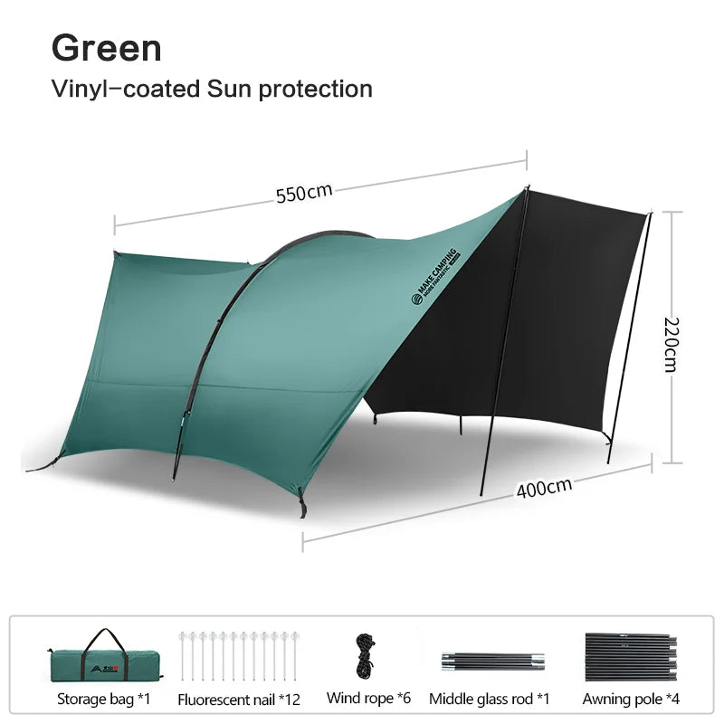 BISINNA Outdoor Camping Folding Portable Tunnel Large Canopy Coated with Silver Sunblock Shade Car Tent for Travel Picnic Beach