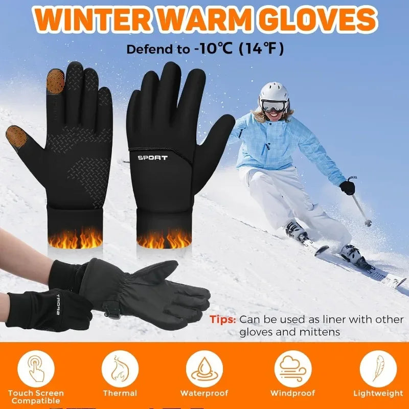 2026 Winter Warm Touch Screen Gloves Windproof Thermal Men Women Cycling Running Hiking Ski Snow Outdoor Smartphone Texting