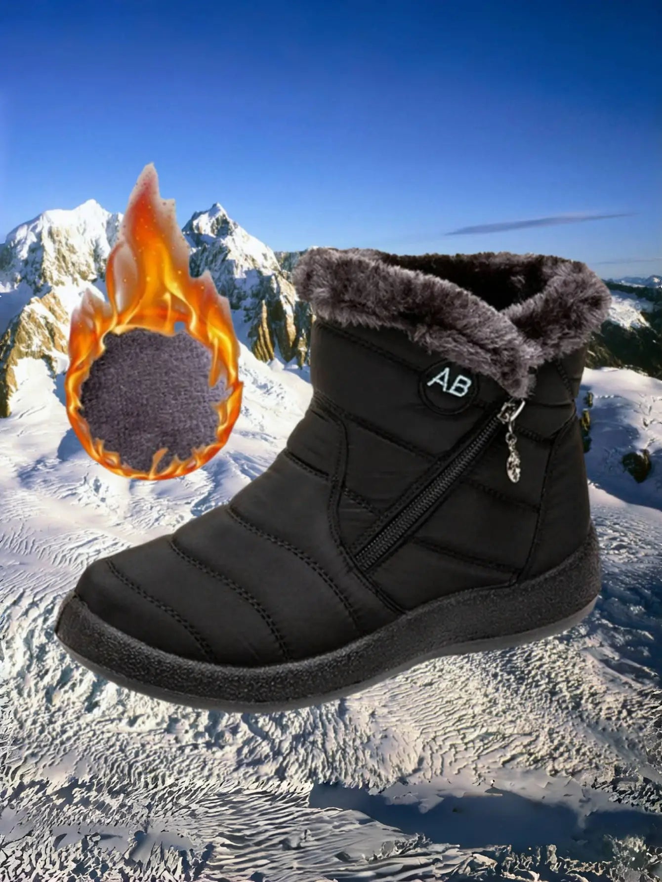 Women's Winter Snow Boots Faux Fur Lined Waterproof Ankle Booties Side Zipper Warm Outdoor Short Boots for Cold Weather