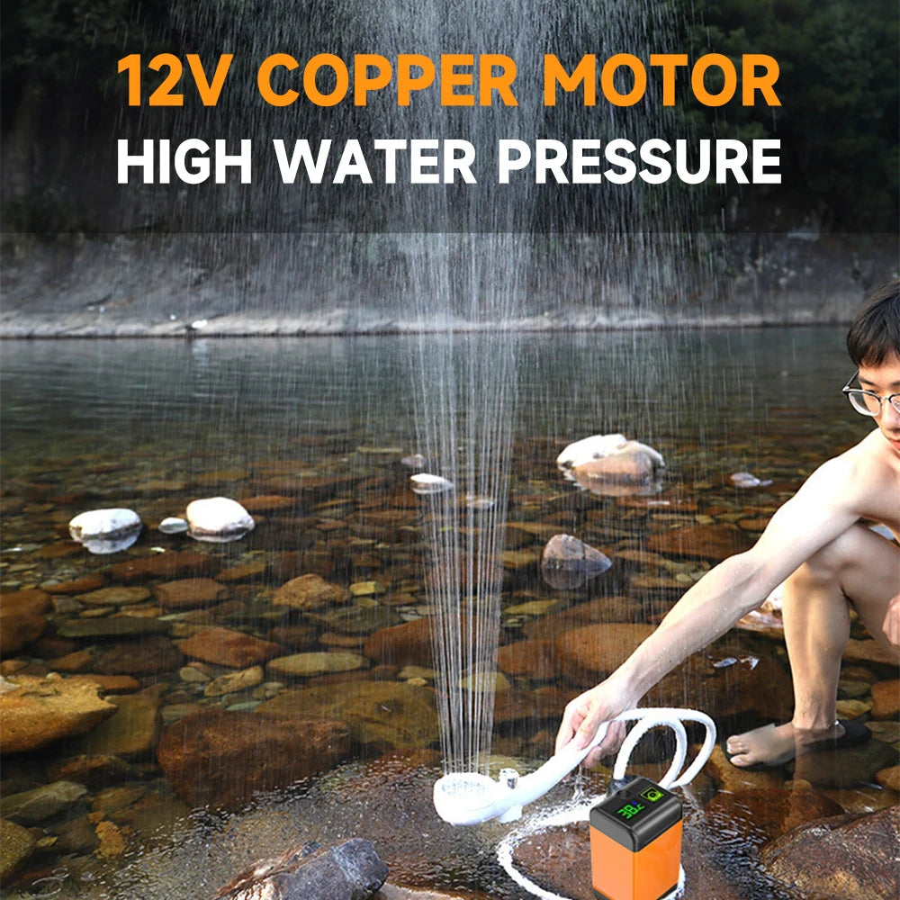 Outdoor Electric Shower Portable Shower Pump USB Rechargeable Waterproof Sprinkler Shower Head for Camping Travel Pet Watering