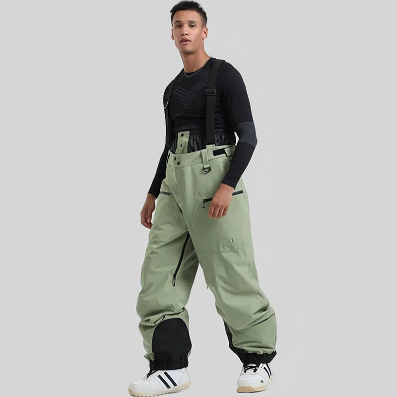 Ski Pants Outdoor Winter Thickening Warm Skiing Strap Overalls New Men Women Loose Snow Waterproof Windproof Snowboard Trousers