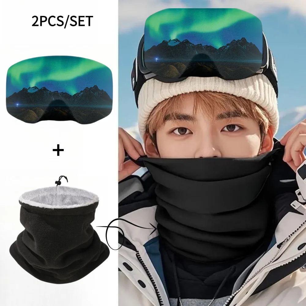 1/2/4/6Pcs Ski Goggles Protective Cover Fashion Snow Mountain Starry Print Portable Dust-proof Scratch-Proof Ski Eyewear Cover