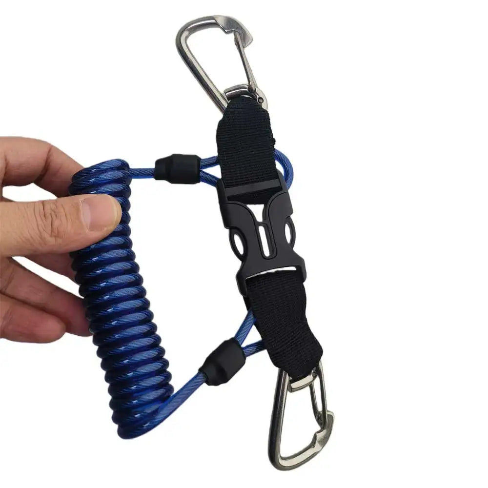 Scuba Diving Camera Coil Spring Lanyard with Quick Release Buckle & 316316 stainless steel Hook Scuba Retractable Strap
