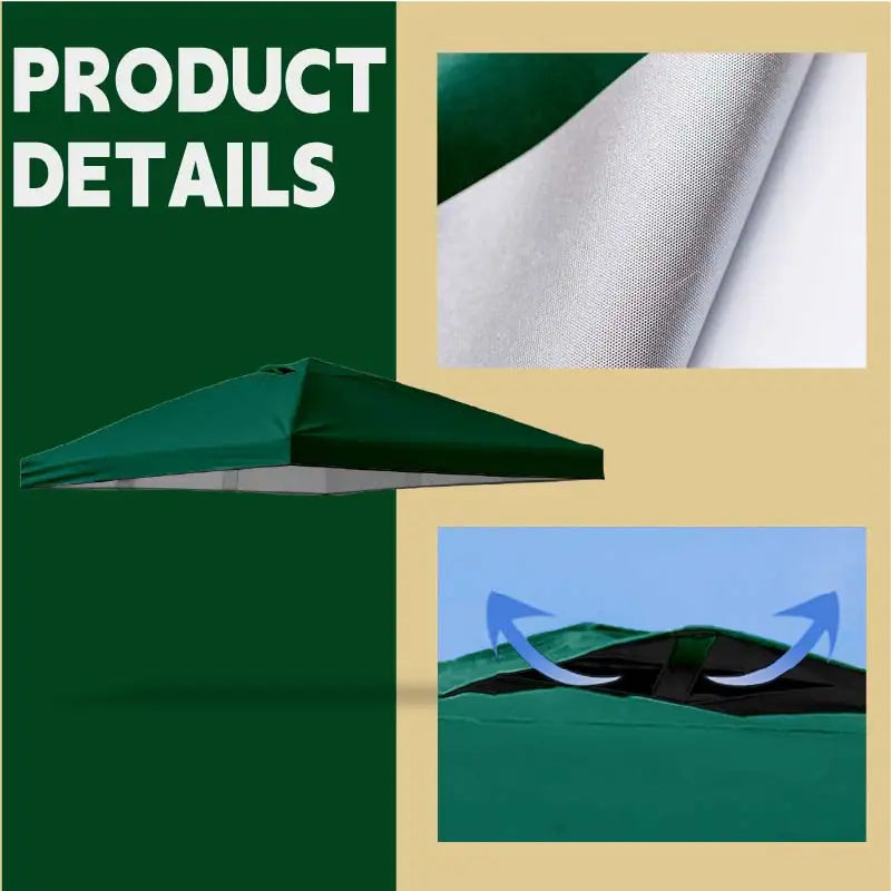 10x10 Pop-Up Canopy Tent Top Replacement with Roof Cover with Ventilation Waterproof Outdoor Garden Terrace Pavilion Sunshade