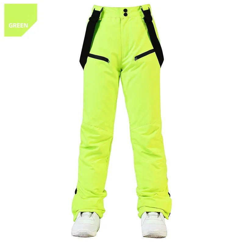 New Fashion Ski Pants Men Women Windproof Waterproof Snow Trousers Winter Snowboarding Suspender Pants with Waist Protection