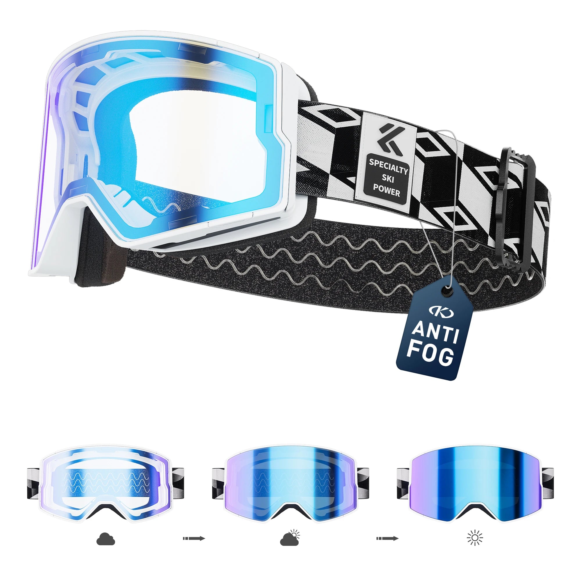 Kapvoe Photochromic Snow Goggles Ski Snowboard Anti-Fog Mask for Men Women Eyewear UV400 Protection Glasses Snowmobile Winter