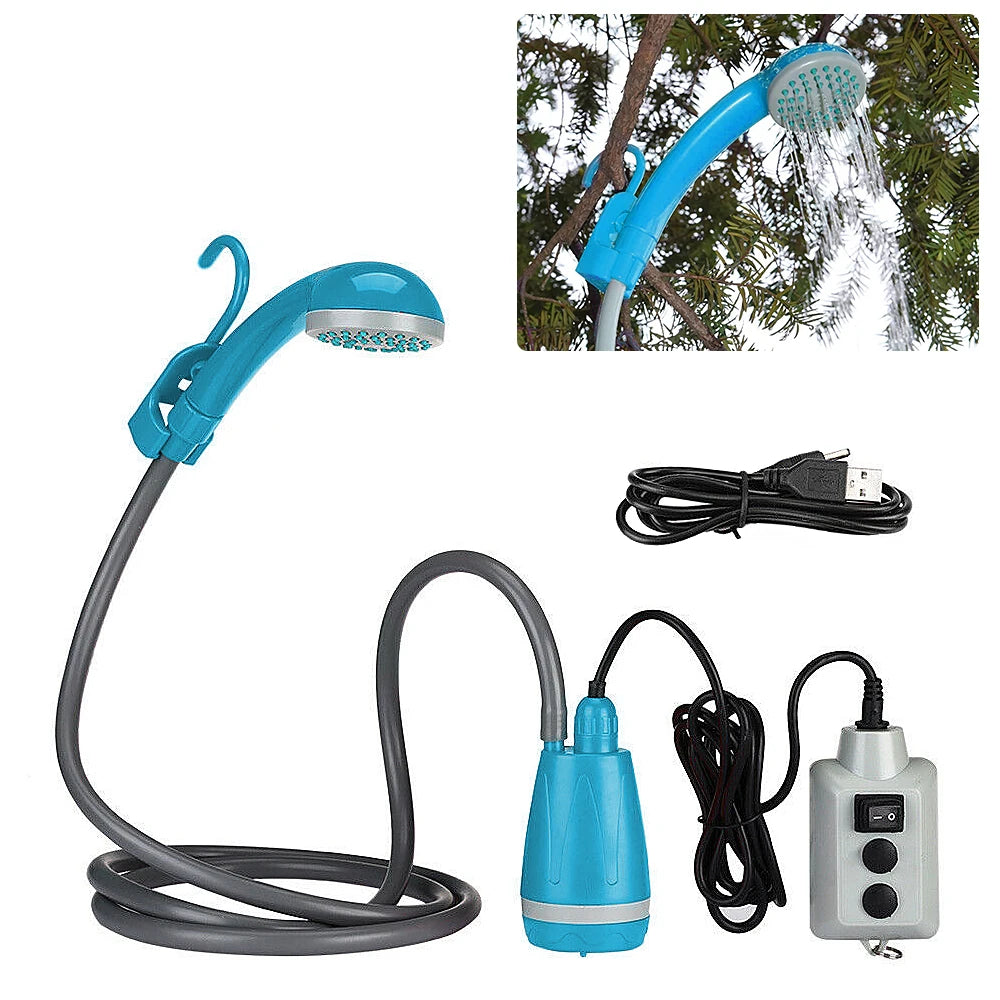 Tomshoo Portable Camping Shower Outdoor Camping Shower Pump Rechargeable Shower Head Outdoor Traveling Equipment Hiking Supplies