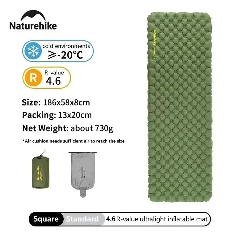 Naturehike Camping Mat 3.2/5.8/8.8 High R Value Ultralight Warm Inflatable Mattress Outdoor Portable Folding Inflatable Mats