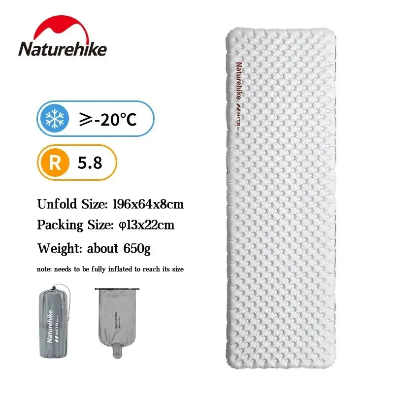 Naturehike Camping Mat 3.2/5.8/8.8 High R Value Ultralight Warm Inflatable Mattress Outdoor Portable Folding Inflatable Mats