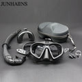 Wet Low Volume Diving Mask Tempered Glass Freedive Mask J-type Diving Mask Snorkel Set with Camera Mount Black