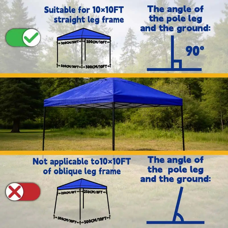 10x10 Pop-Up Canopy Tent Top Replacement with Roof Cover with Ventilation Waterproof Outdoor Garden Terrace Pavilion Sunshade