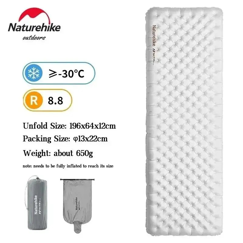 Naturehike Camping Mat 3.2/5.8/8.8 High R Value Ultralight Warm Inflatable Mattress Outdoor Portable Folding Inflatable Mats
