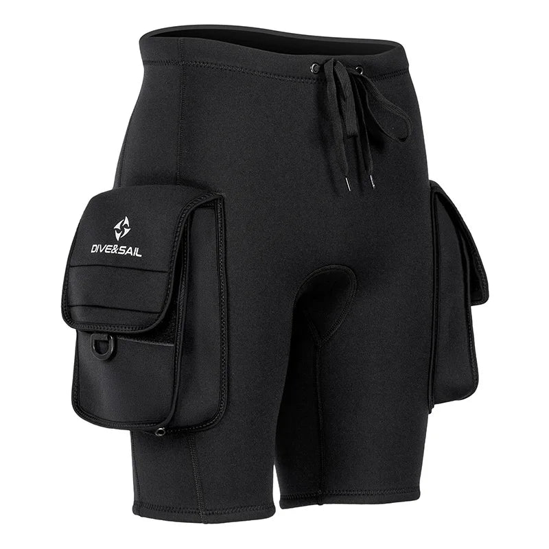 Men Wetsuit Shorts 3mm Neoprene Diving Shorts with Pocket Man Surfing Pants for Water Sports Swimming Snorkeling Boating Scuba