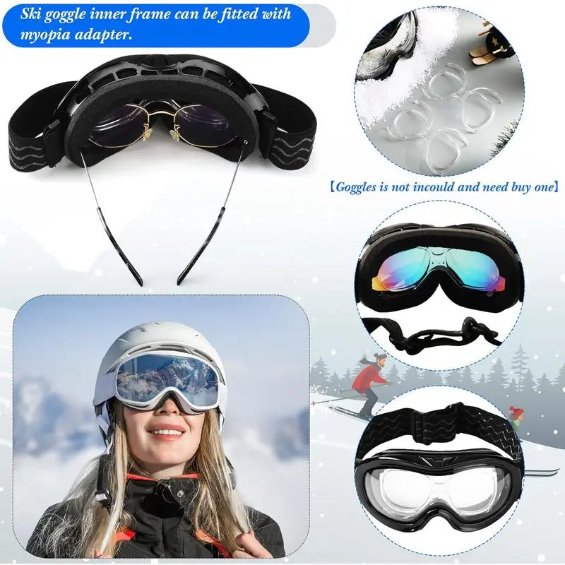 Tolex Ski Goggles Rx Insert Optical Adaptor TR90 Flexible Bendable Universal Size Inner Frame Snowboard Goggle Myopia Frame