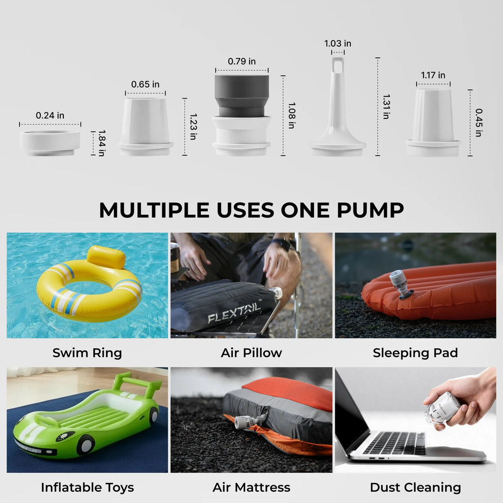 FLEXTAIL TINY PUMP 3X - 5kPa Ultra-Light Portable Air Pump, 5-Mode Camping Light, Multi-Use for Camping, Travel & Water Sports