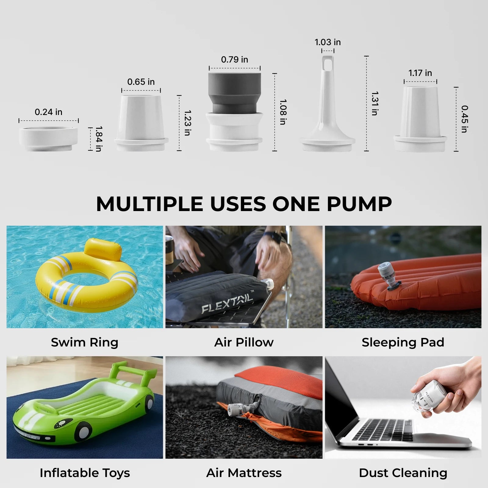 FLEXTAIL TINY PUMP 3X - 5kPa Ultra-Light Portable Air Pump, 5-Mode Camping Light, Multi-Use for Camping, Travel & Water Sports