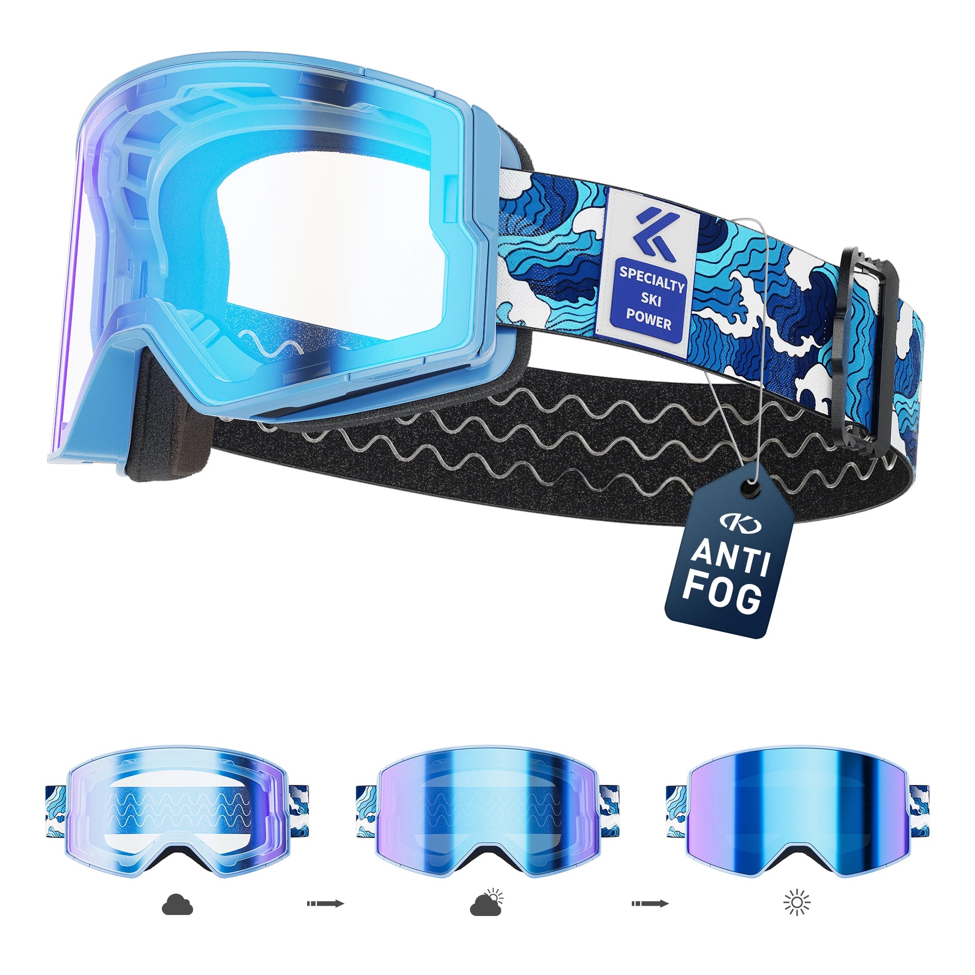 Kapvoe Photochromic Snow Goggles Ski Snowboard Anti-Fog Mask for Men Women Eyewear UV400 Protection Glasses Snowmobile Winter