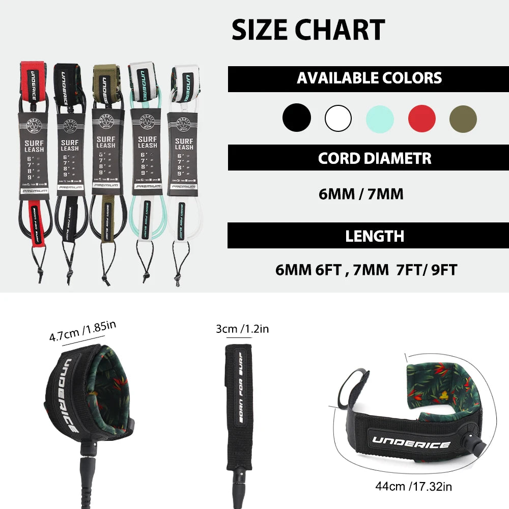 UICE SUP Board Leash Surf Paddle Surf Accessories Surfboard Leash 6-9ft Surf Leg Rope Inflatable Paddle Board Surfing Foot Rope