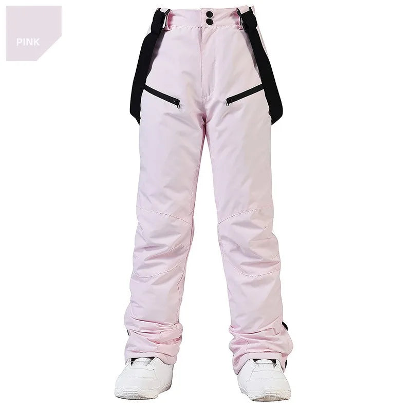 New Fashion Ski Pants Men Women Windproof Waterproof Snow Trousers Winter Snowboarding Suspender Pants with Waist Protection