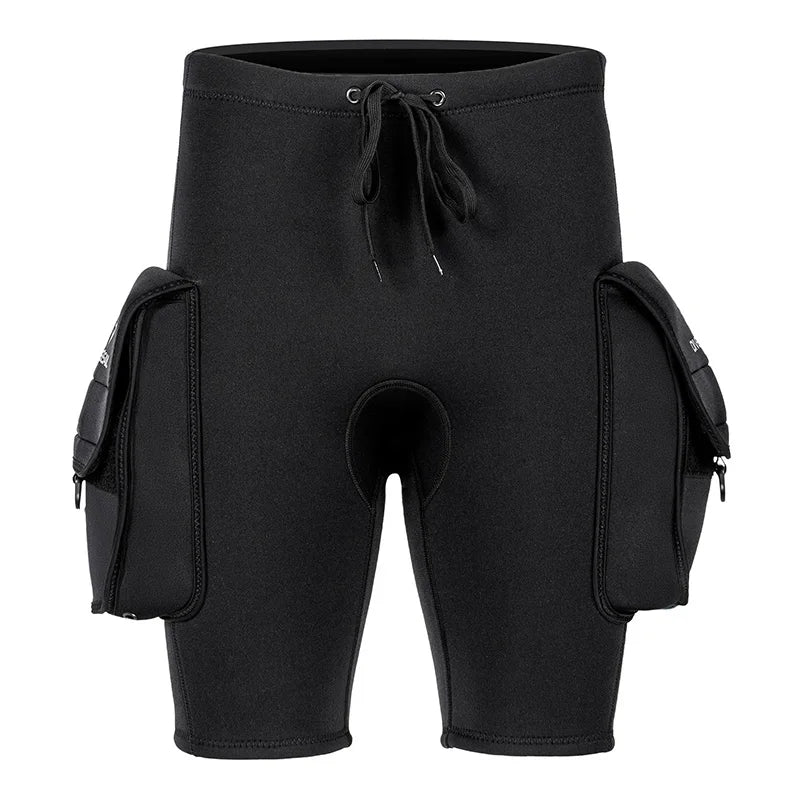 Men Wetsuit Shorts 3mm Neoprene Diving Shorts with Pocket Man Surfing Pants for Water Sports Swimming Snorkeling Boating Scuba