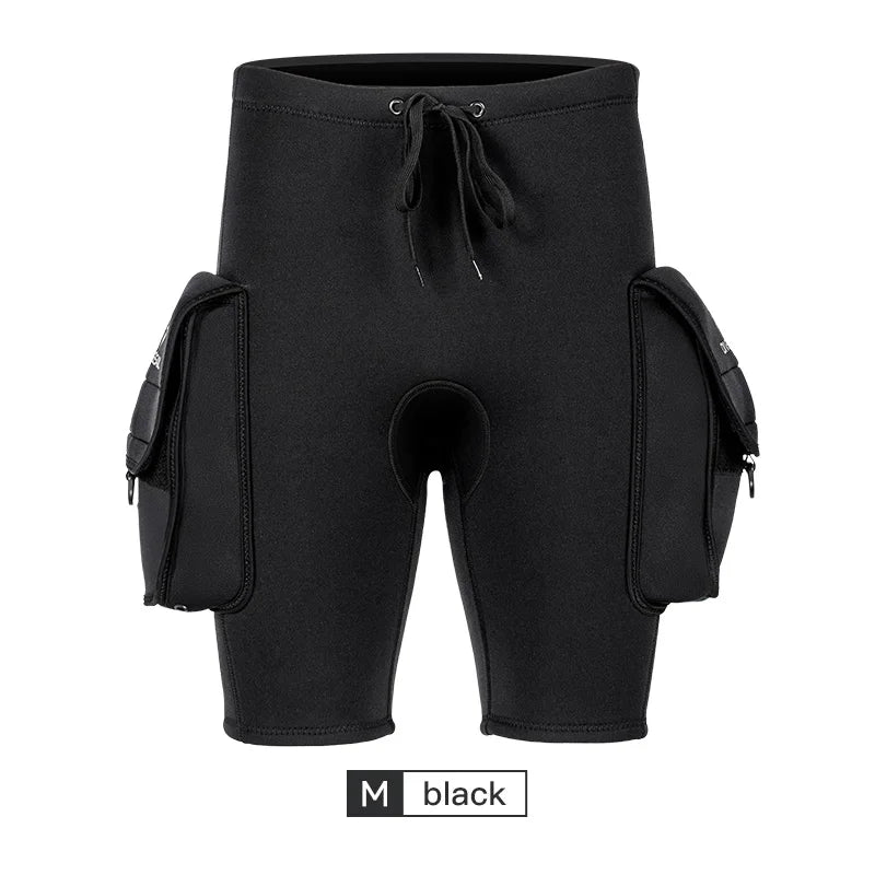 Men Wetsuit Shorts 3mm Neoprene Diving Shorts with Pocket Man Surfing Pants for Water Sports Swimming Snorkeling Boating Scuba