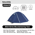 Naturehike  2026 Tents 2-3 People Bleik  Outdoor Hiking Mountain Camping Tent Travel 210T Polyester Waterproof Sunshade Shelter