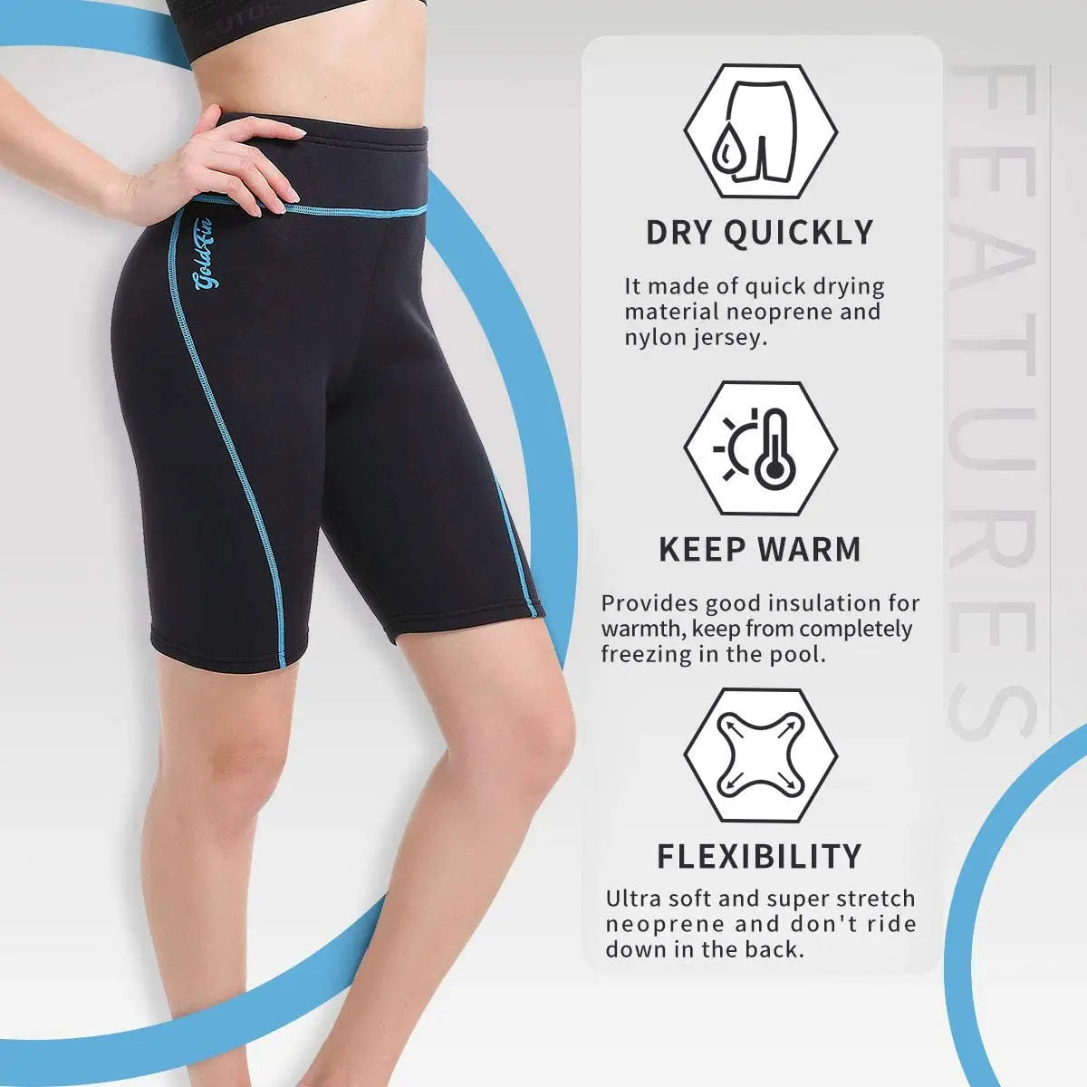 Women's Neoprene Shorts 2 mm Diving Shorts Keep Warm Suitable for Aerobic Surfing Swimming Cold Water Sports Sauna Sweat