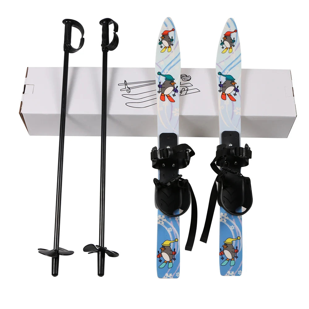Children Ski Board Snowboarding Binding Ski Poles for Kids Skiing Snowboard Gifts Winter Sports Ski Board 5-10 years old