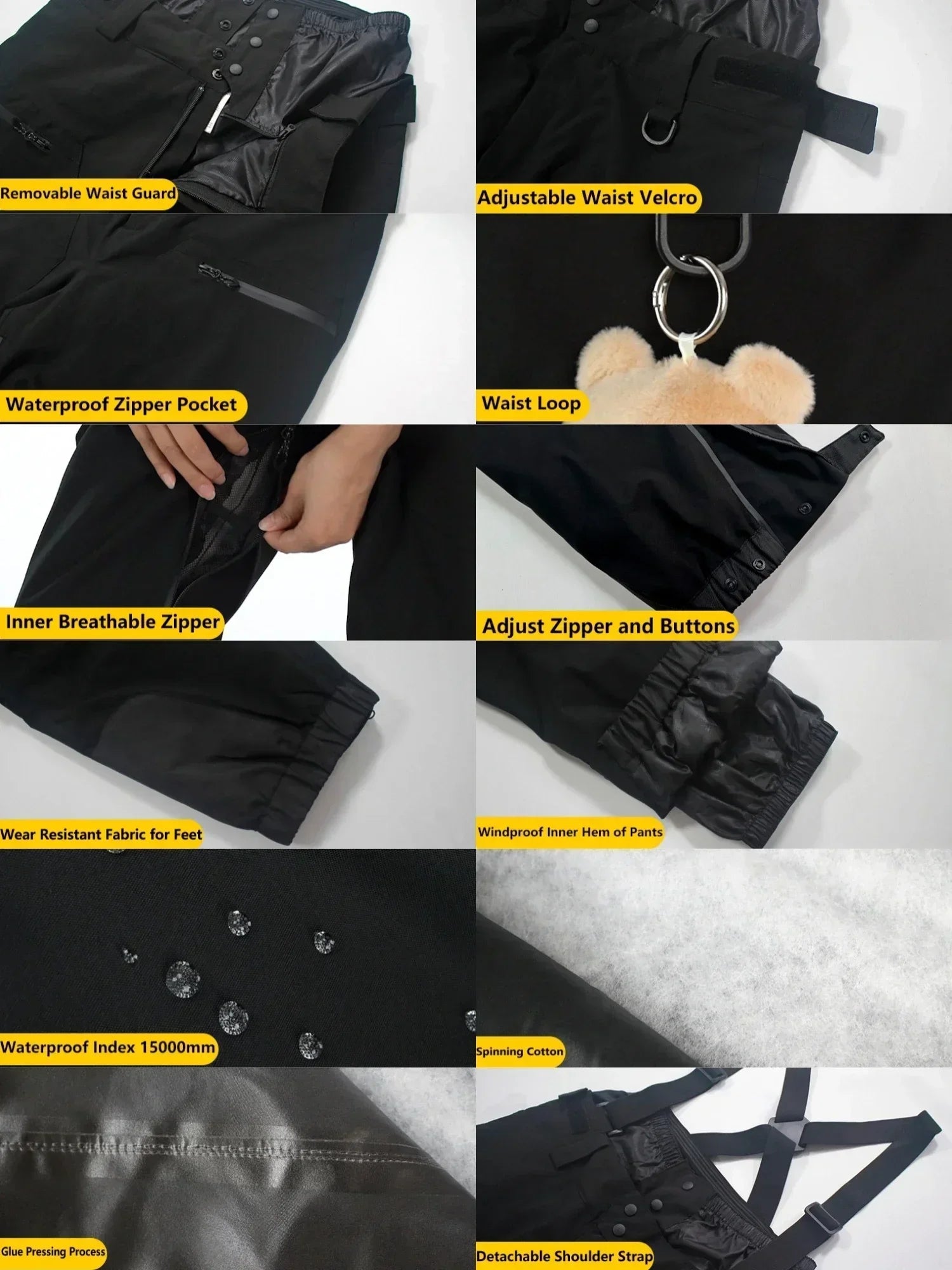 Ski Pants Outdoor Winter Thickening Warm Skiing Strap Overalls New Men Women Loose Snow Waterproof Windproof Snowboard Trousers