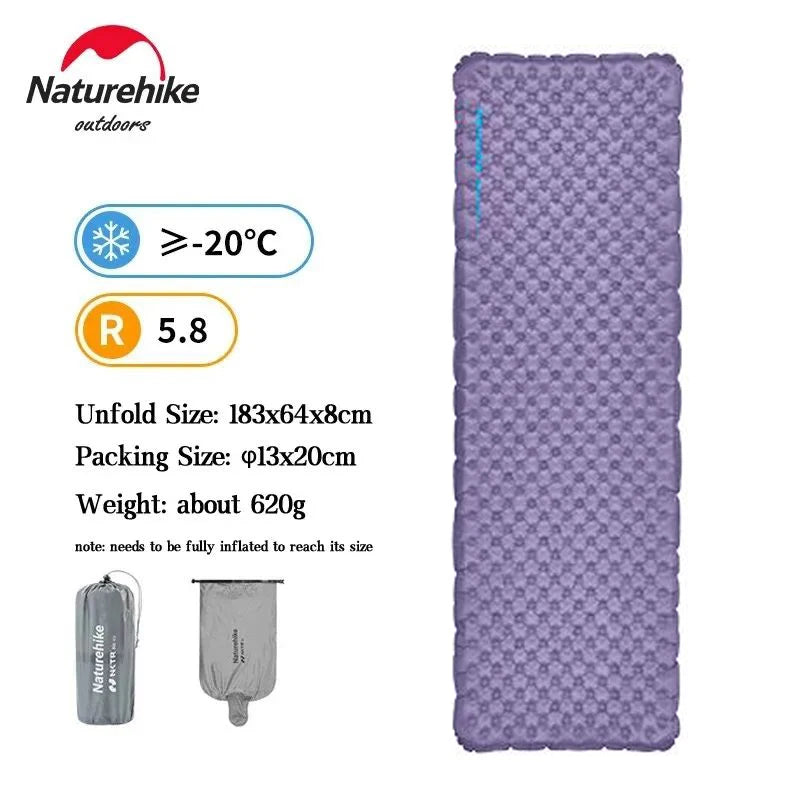 Naturehike Camping Mat 3.2/5.8/8.8 High R Value Ultralight Warm Inflatable Mattress Outdoor Portable Folding Inflatable Mats