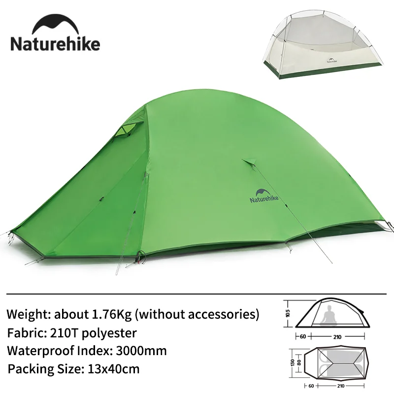 Naturehike 2024 New Cloud Base Tent Ultralight Waterproof Large Foyer Shelter Tent Travel 1-2 Person Portable Camping Tents