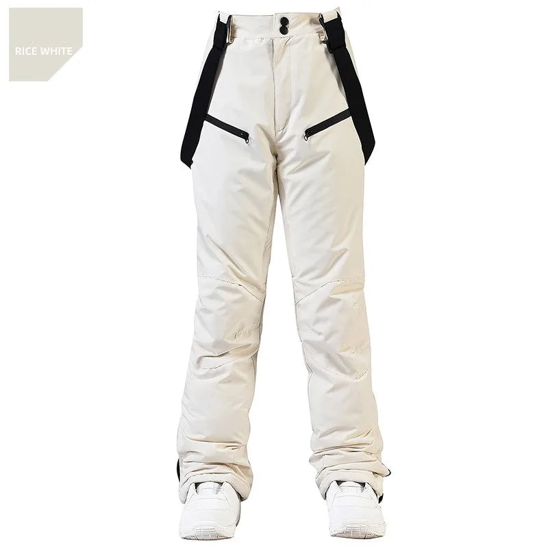 New Fashion Ski Pants Men Women Windproof Waterproof Snow Trousers Winter Snowboarding Suspender Pants with Waist Protection