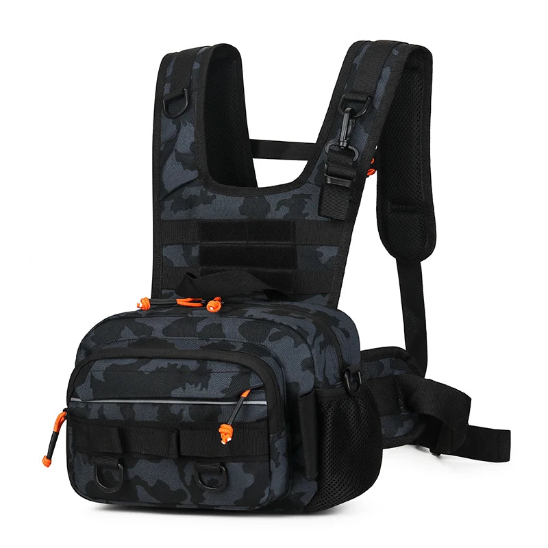 Fishing Lure Front Chest Vest Travel Backpack Camping Hiking Outdoor Cycling Mountaineering Gear Tactical Tackle Bag for Men Sac