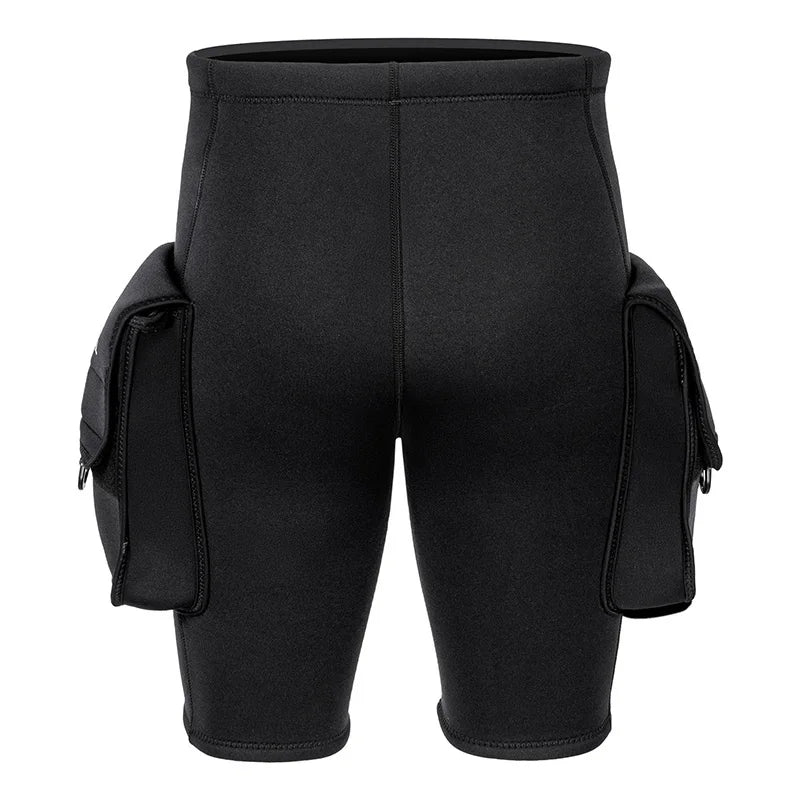 Men Wetsuit Shorts 3mm Neoprene Diving Shorts with Pocket Man Surfing Pants for Water Sports Swimming Snorkeling Boating Scuba