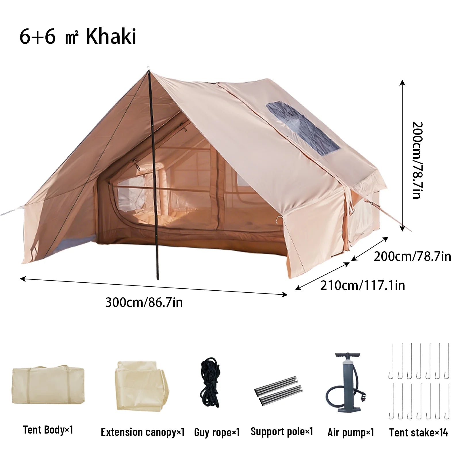 PAKICETUS Inflatable camping tent 4-8 people with windows portable water-resistant camping tent  Four season tents