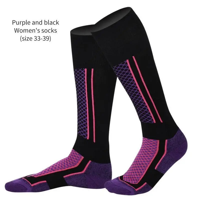 DIZETION 1 Pair Winter Warm Thickening Ski Stockings Hiking Socks For Women Men Children Anti-Cold Outdoor High Sports Stockings