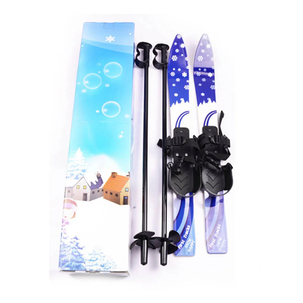 Children Ski Board Snowboarding Binding Ski Poles for Kids Skiing Snowboard Gifts Winter Sports Ski Board 5-10 years old