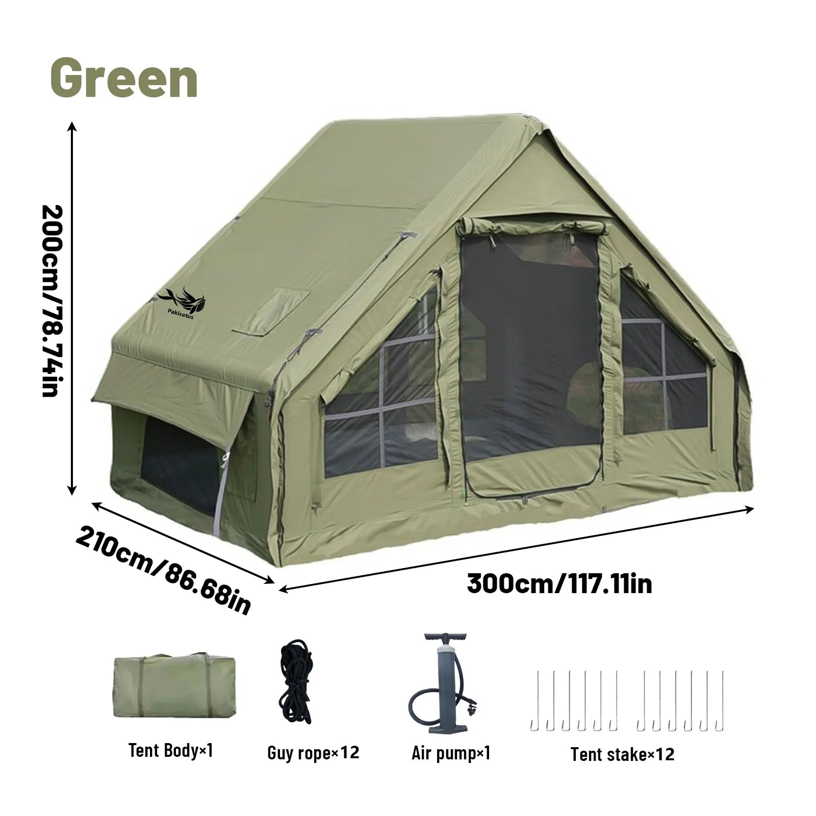 PAKICETUS Inflatable camping tent 4-8 people with windows portable water-resistant camping tent  Four season tents