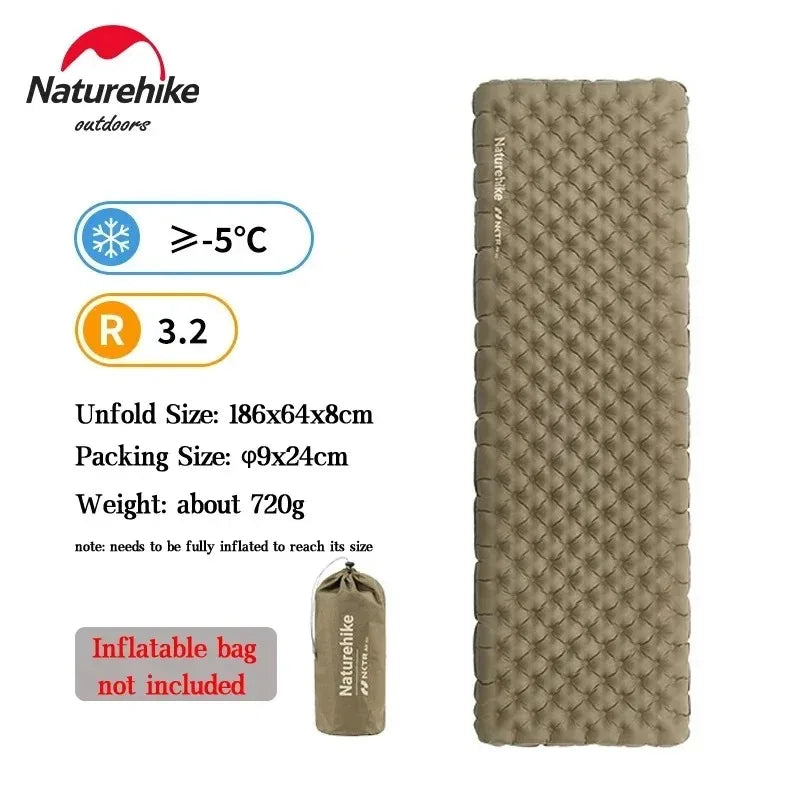 Naturehike Camping Mat 3.2/5.8/8.8 High R Value Ultralight Warm Inflatable Mattress Outdoor Portable Folding Inflatable Mats
