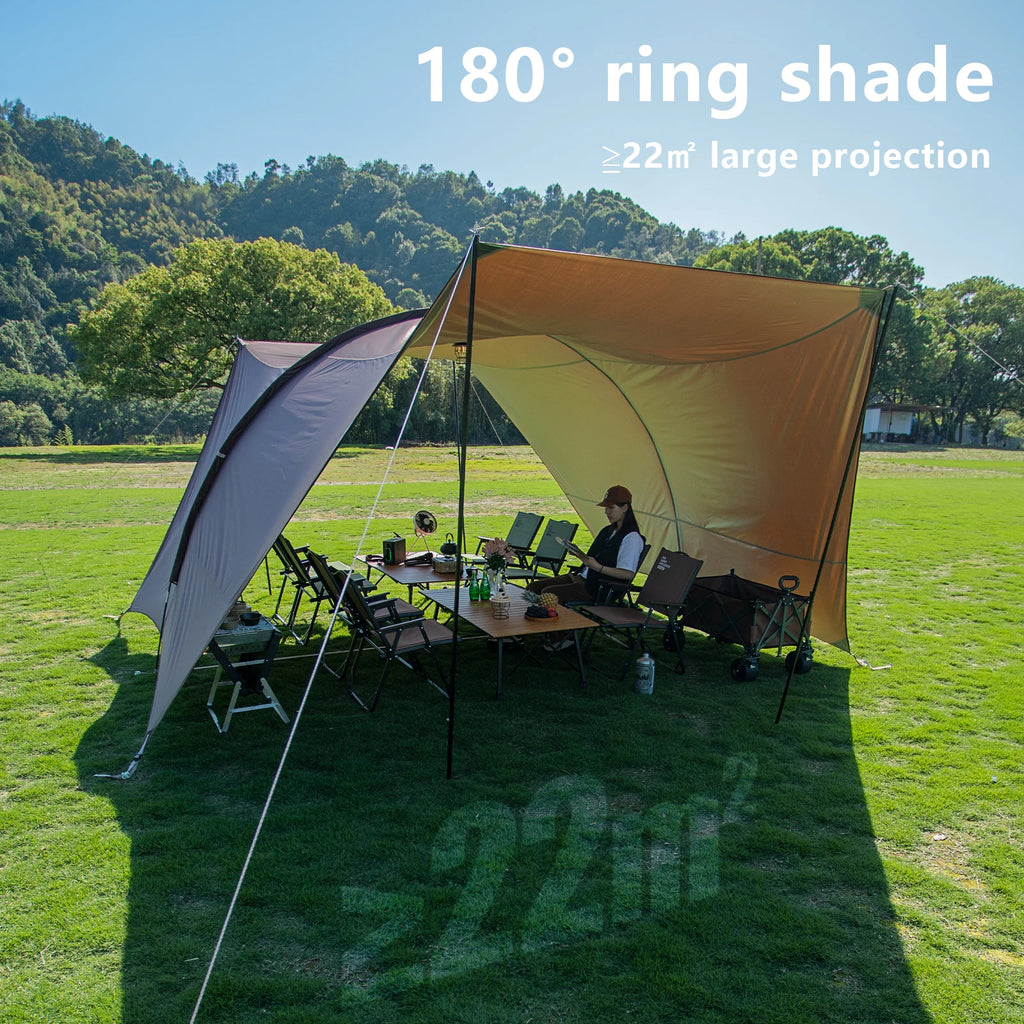 BISINNA Outdoor Camping Folding Portable Tunnel Large Canopy Coated with Silver Sunblock Shade Car Tent for Travel Picnic Beach
