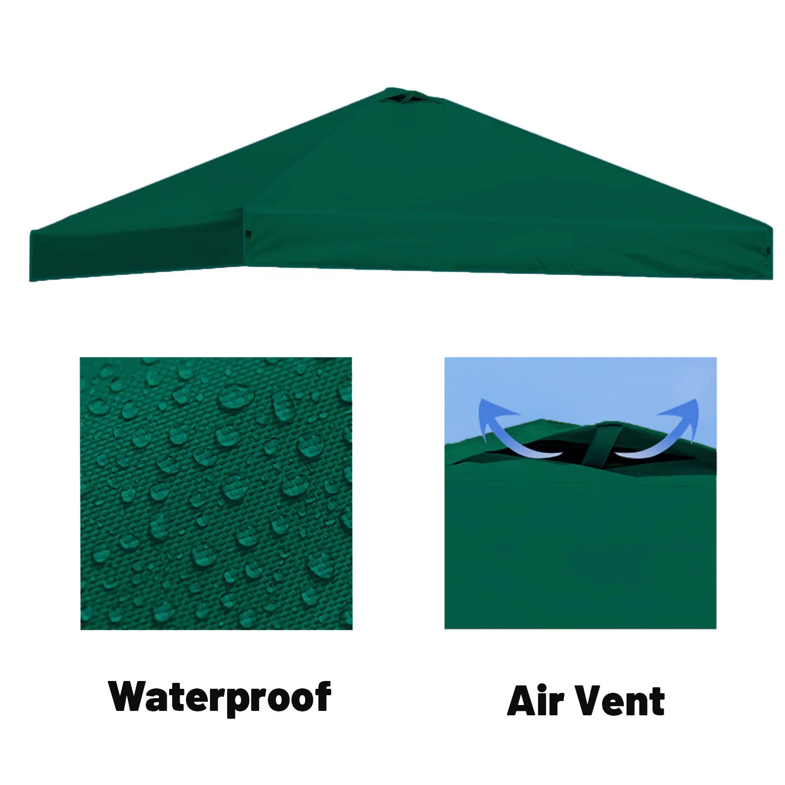10x10 Pop-Up Canopy Tent Top Replacement with Roof Cover with Ventilation Waterproof Outdoor Garden Terrace Pavilion Sunshade