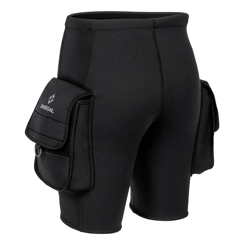 Men Wetsuit Shorts 3mm Neoprene Diving Shorts with Pocket Man Surfing Pants for Water Sports Swimming Snorkeling Boating Scuba